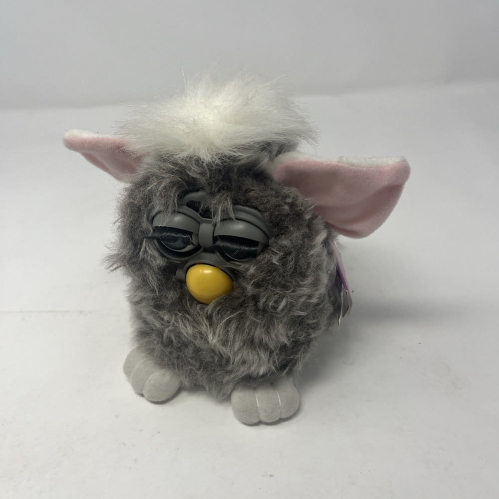 1998 Furby Owl Gray Pink Ears Blue Eyes Model 70-800 w/ TAG NOT WORKING
